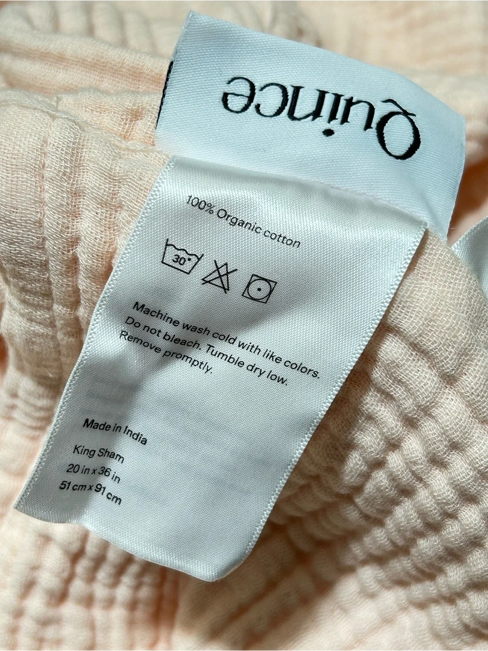 Quince Organic Cotton Airy Gauze Sham Set of 2 Light Pink King